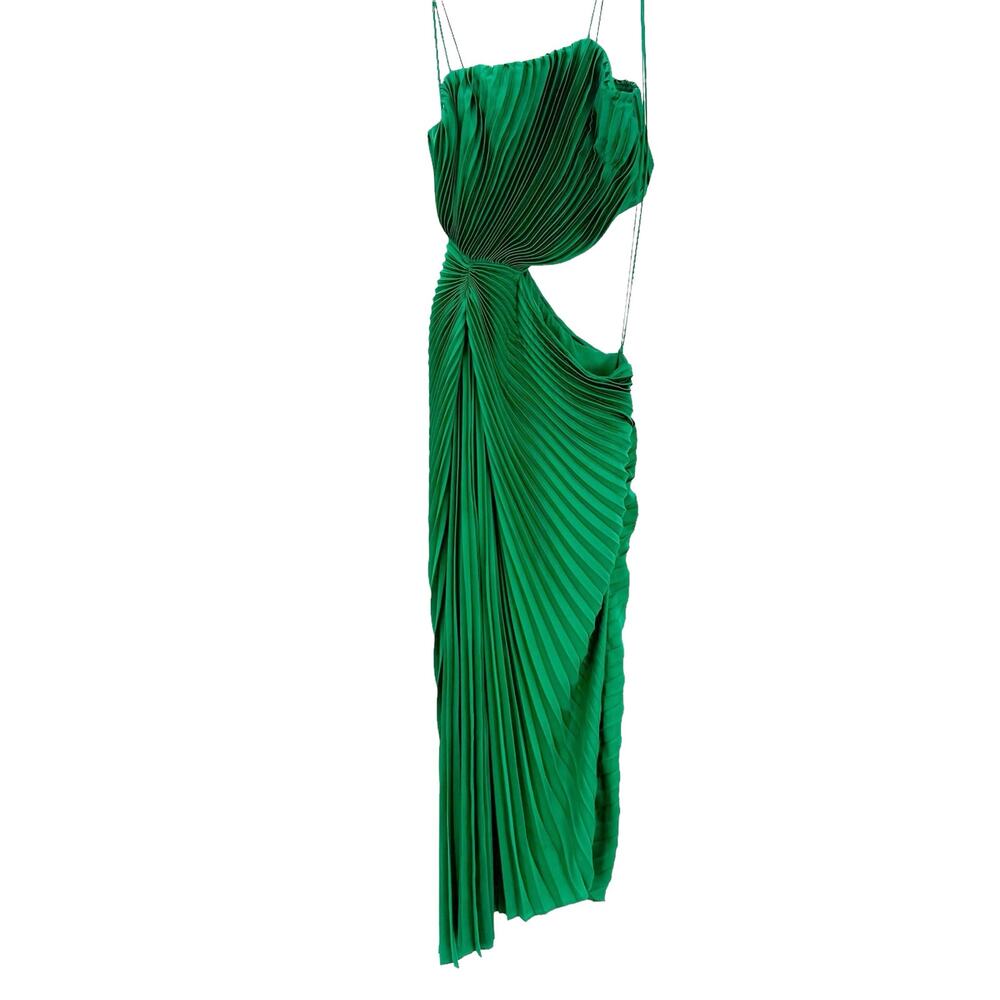 Alice + Olivia Pleated Cut-Out Dress Sleeveless Emerald Green Size 6 NWT - Picture 9 of 15